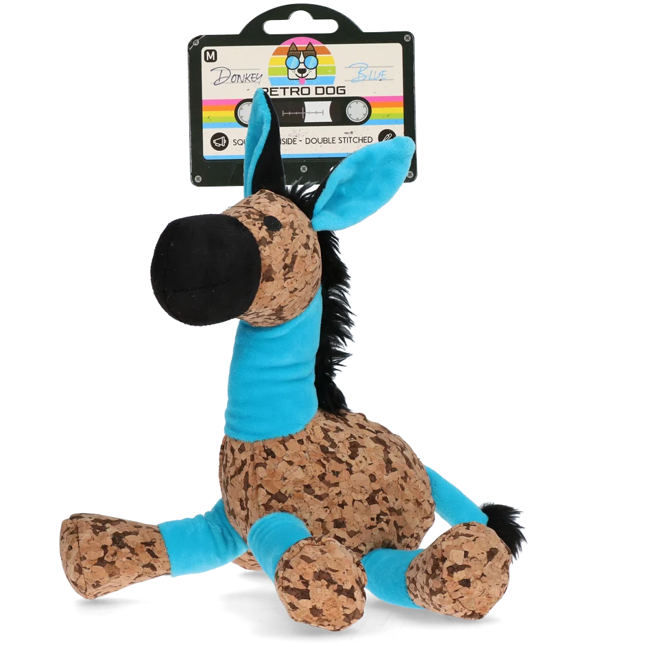 RETR0015.png Peluche pour chien Âne avec couineur, bleu M – Retro Dog Donkey – Image 1