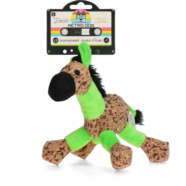 Peluche pour chien Âne avec couineur, Vert S – Retro Dog Donkey