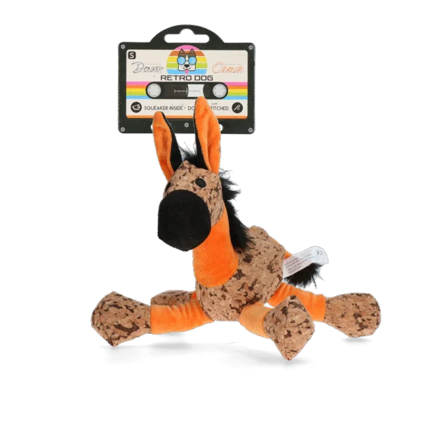 Peluche pour chien âne avec couineur, orange S – Retro Dog Donkey