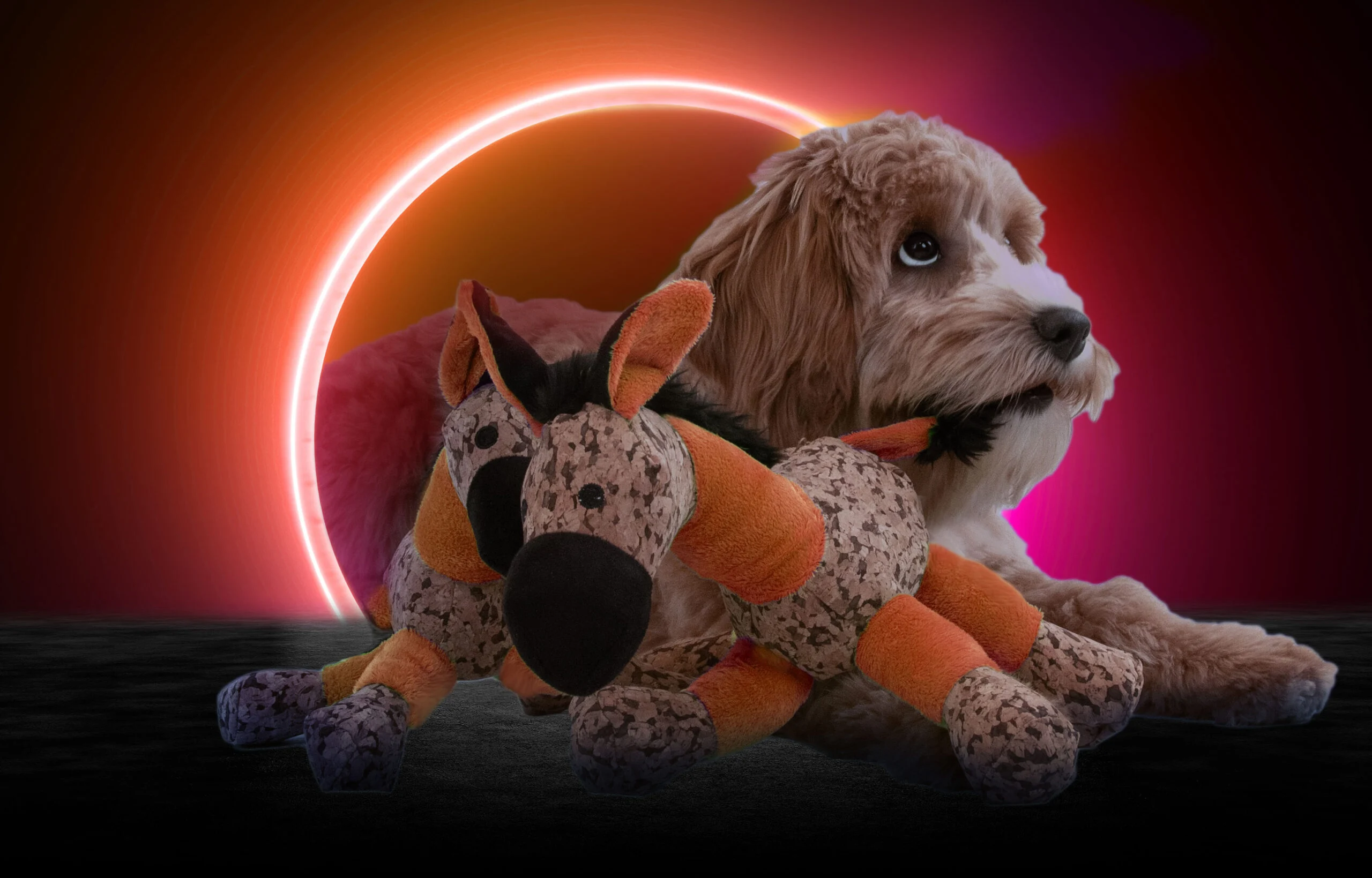 Peluche pour chien âne avec couineur, orange S – Retro Dog Donkey – Image 4