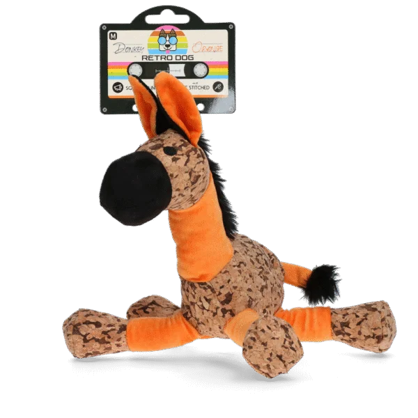 Peluche pour chien âne avec couineur, orange M – Retro Dog Donkey