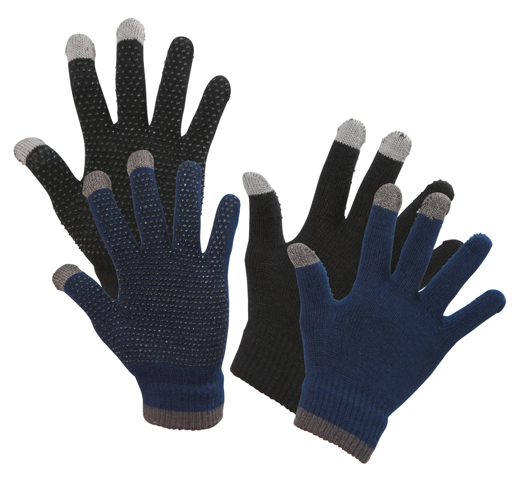 Gants d’équitation Magic Touch noirs avec grip, taille unique – Image 1
