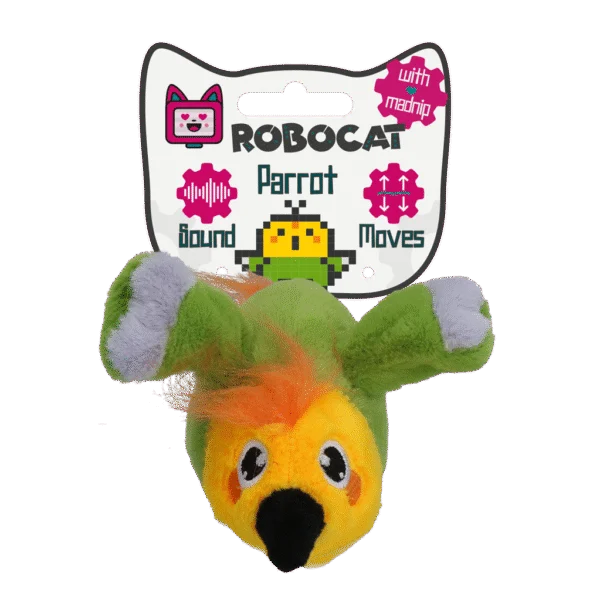 Jouet pour chat mobile avec son et madnip – Robocat Perroquet