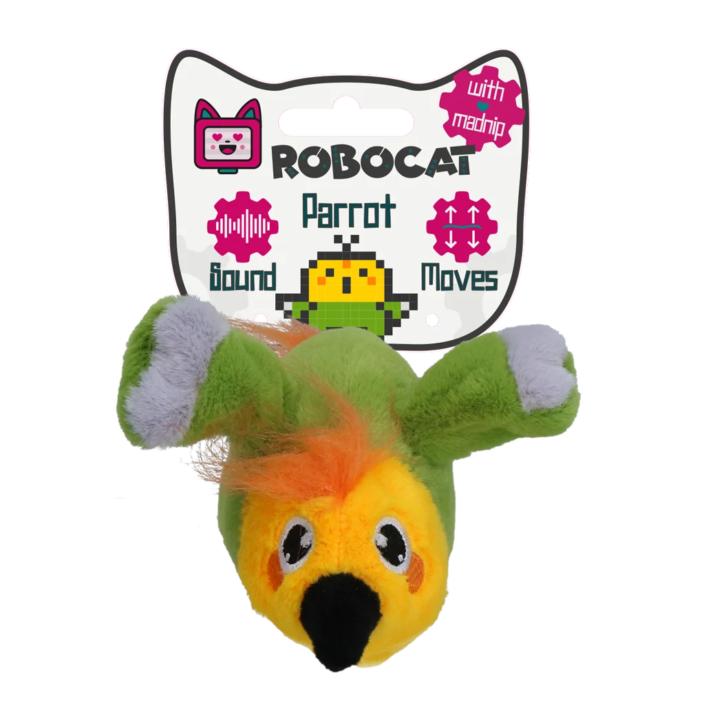Jouet pour chat mobile avec son et madnip – Robocat Perroquet – Image 1