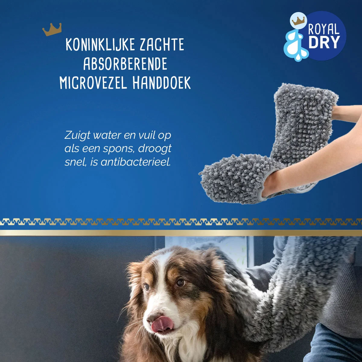 Serviette pour chien en microfibre avec poches pour les mains, 35 x 81 cm – Royal Dry – Image 6