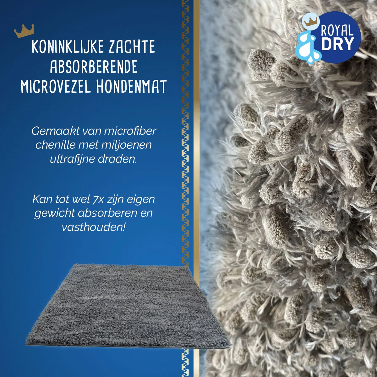 Tapis de repas en microfibre avec face antidérapante, 61 x 45 cm – Royal Dry – Image 2