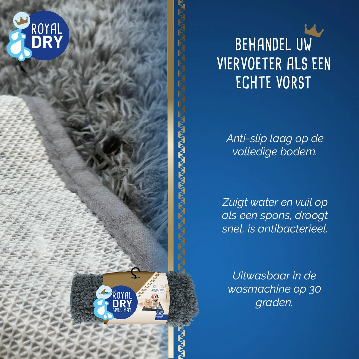 Tapis de repas en microfibre avec face antidérapante, 61 x 45 cm – Royal Dry – Image 3