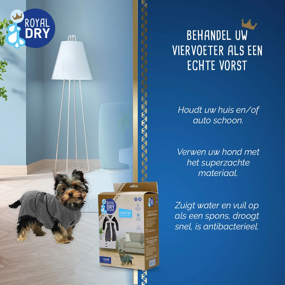 Peignoir pour chien en microfibre XS, longueur de dos de 30 à 35 cm – Royal Dry – Image 4
