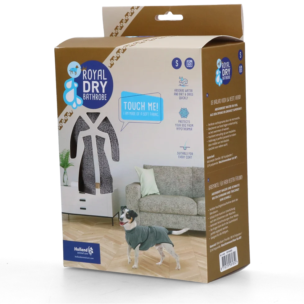 Peignoir pour chien en microfibre S, longueur de dos de 37 à 45 cm – Royal Dry – Image 1
