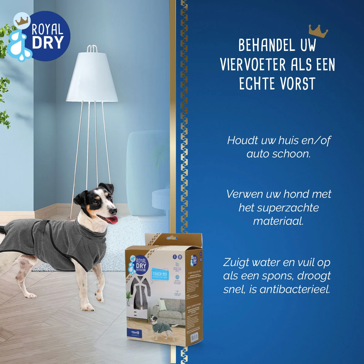 Peignoir pour chien en microfibre S, longueur de dos de 37 à 45 cm – Royal Dry – Image 5