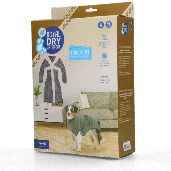 Robe de bain pour chien en microfibre XL, longueur de dos de 70 à 80 cm – Royal Dry
