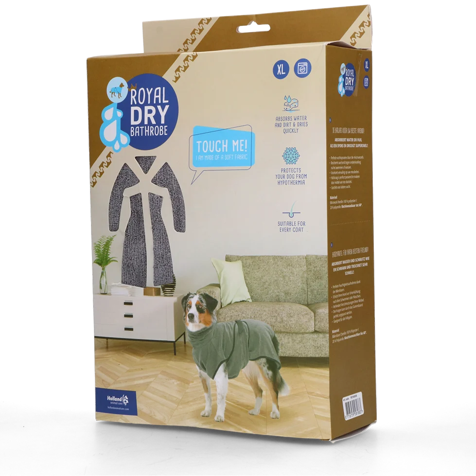 Robe de bain pour chien en microfibre XL, longueur de dos de 70 à 80 cm – Royal Dry – Image 1