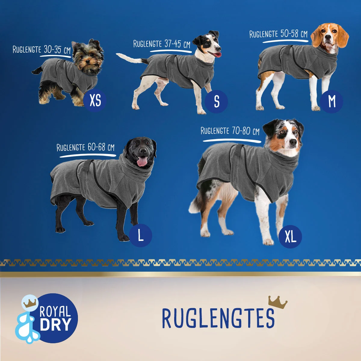 Robe de bain pour chien en microfibre XL, longueur de dos de 70 à 80 cm – Royal Dry – Image 6