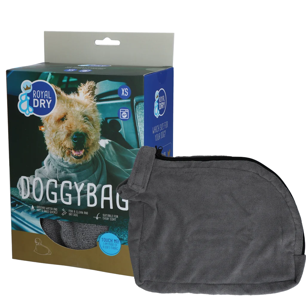 Sac séchant pour chien en microfibre XS, longueur de dos de 30 cm – Royal Dry Doggy Bag – Image 1