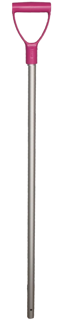 Manche de pelle en aluminium, 105 cm, 28 mm, poignée rose – Image 1