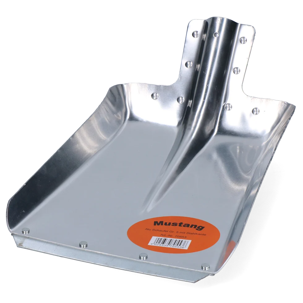 Pelle en aluminium avec bande d’usure en acier, largeur 27 cm, sans manche – Mustang – Image 1