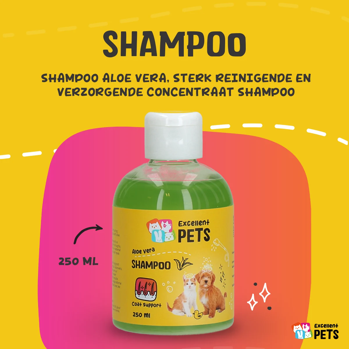 Shampooing pour chien à l’aloe vera pour peau sensible, 250 ml – Excellent Pets Shampoo Aloe Vera – Image 2