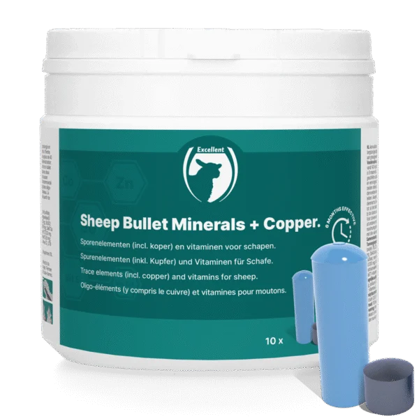 Bolus pour moutons au cuivre, 10 bolus et 10 microballes – Excellent Sheep Bullet Minerals + Koper