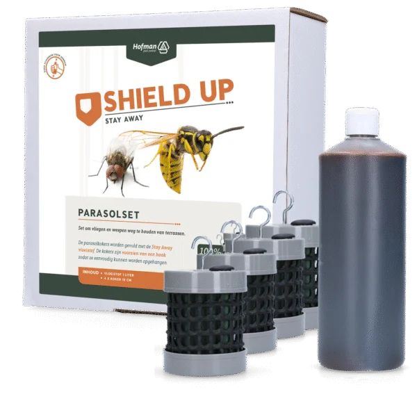 Kit parasol contre les mouches et les guêpes, 1 l de liquide et 4 tubes – Shield Up Stay Away Parasol Set