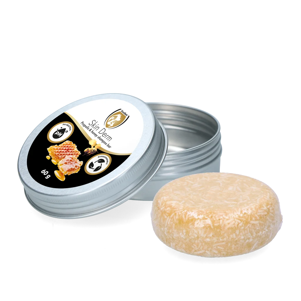 SKIN0181.png Shampoing solide à la propolis et au miel, 60 g – Excellent Skin Derm Propolis Shampoo bar – Image 1
