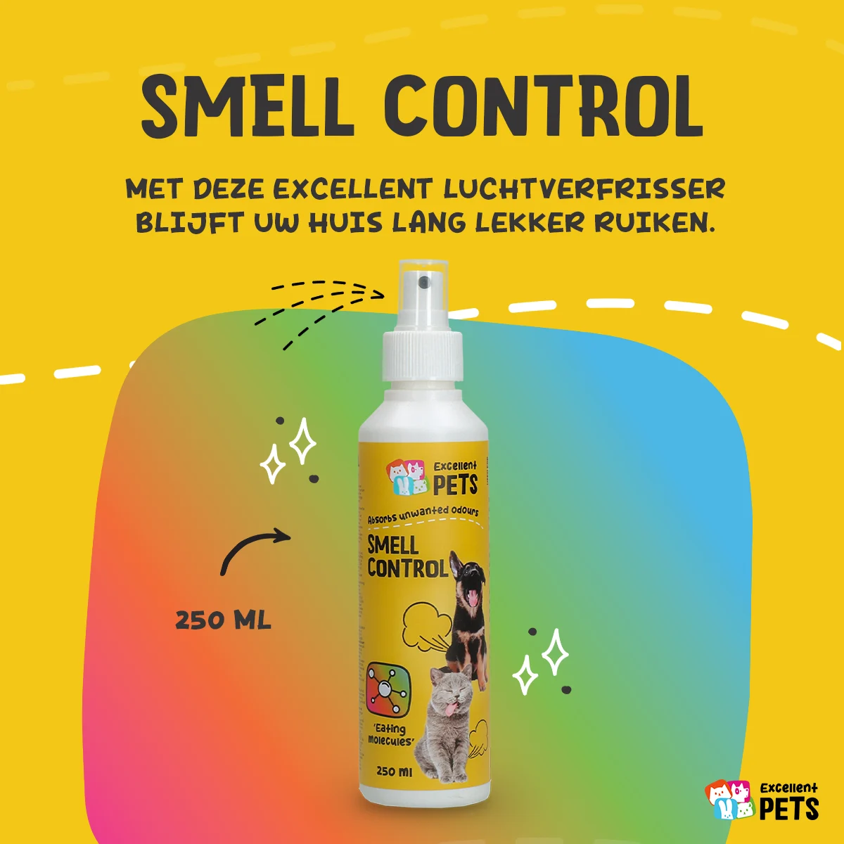 Désodorisant en spray pour les espaces de vie des animaux 250 ml – Excellent Pets Smell Control – Image 3
