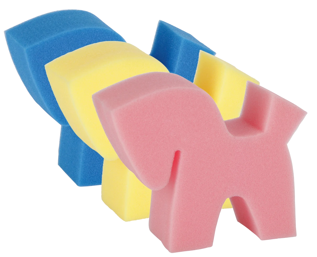 Éponges Flecki Horse en forme de cheval, 3 pièces en bleu, rose et jaune – Image 1