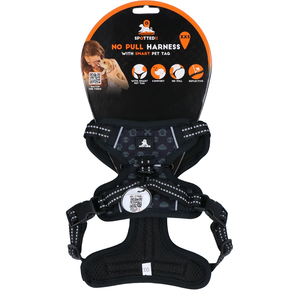 Harnais anti traction pour chien avec poignée, gris foncé XXS – Spotted! Pro No Pull – Image 1