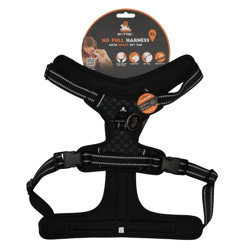 Harnais anti traction pour chien avec poignée, gris foncé XL – Spotted! Pro No Pull – Image 1