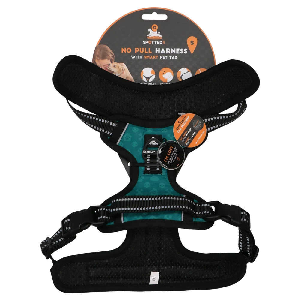 Harnais anti traction pour chien avec poignée, vert S – Spotted! Pro No Pull – Image 1