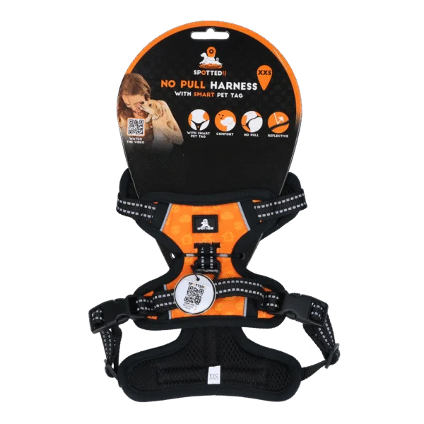 Harnais anti traction pour chien avec poignée, orange XXS – Spotted! Pro No Pull