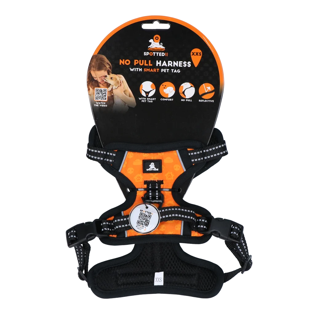 Harnais anti traction pour chien avec poignée, orange XXS – Spotted! Pro No Pull – Image 1