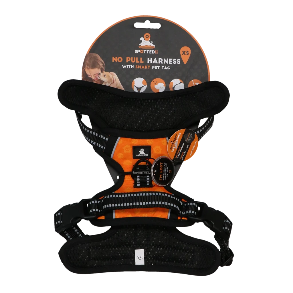 Harnais anti traction pour chien avec poignée, orange XS – Spotted! Pro No Pull – Image 1