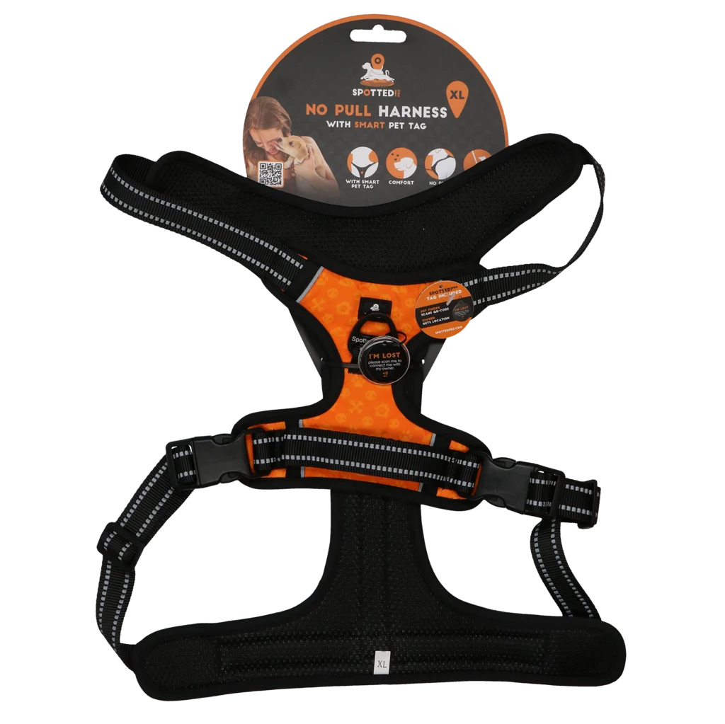 Harnais anti traction pour chien avec poignée, orange XL – Spotted! Pro No Pull – Image 1