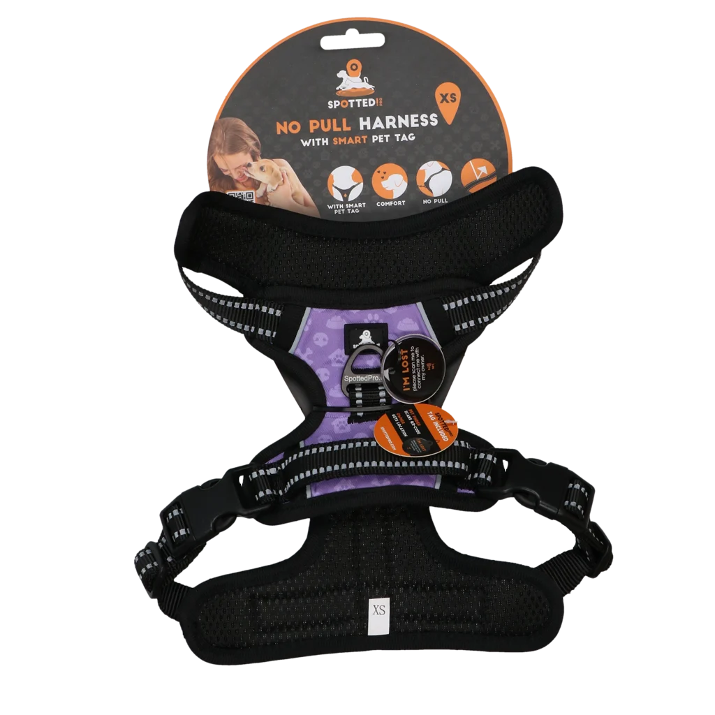 SPOT0018A.png Harnais anti traction avec poignée, violet XS – Spotted! Pro No Pull – Image 1