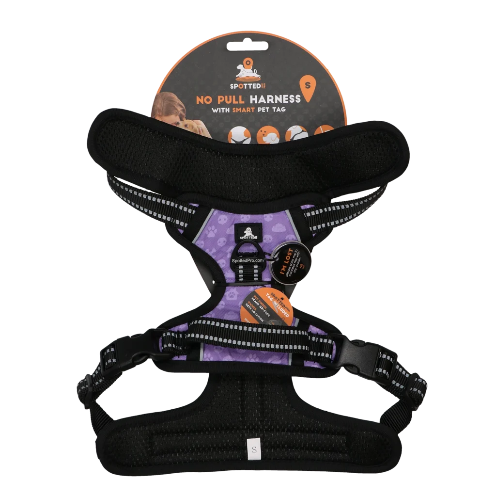 Harnais anti traction avec poignée pour chien, violet S – Spotted! Pro No Pull – Image 1