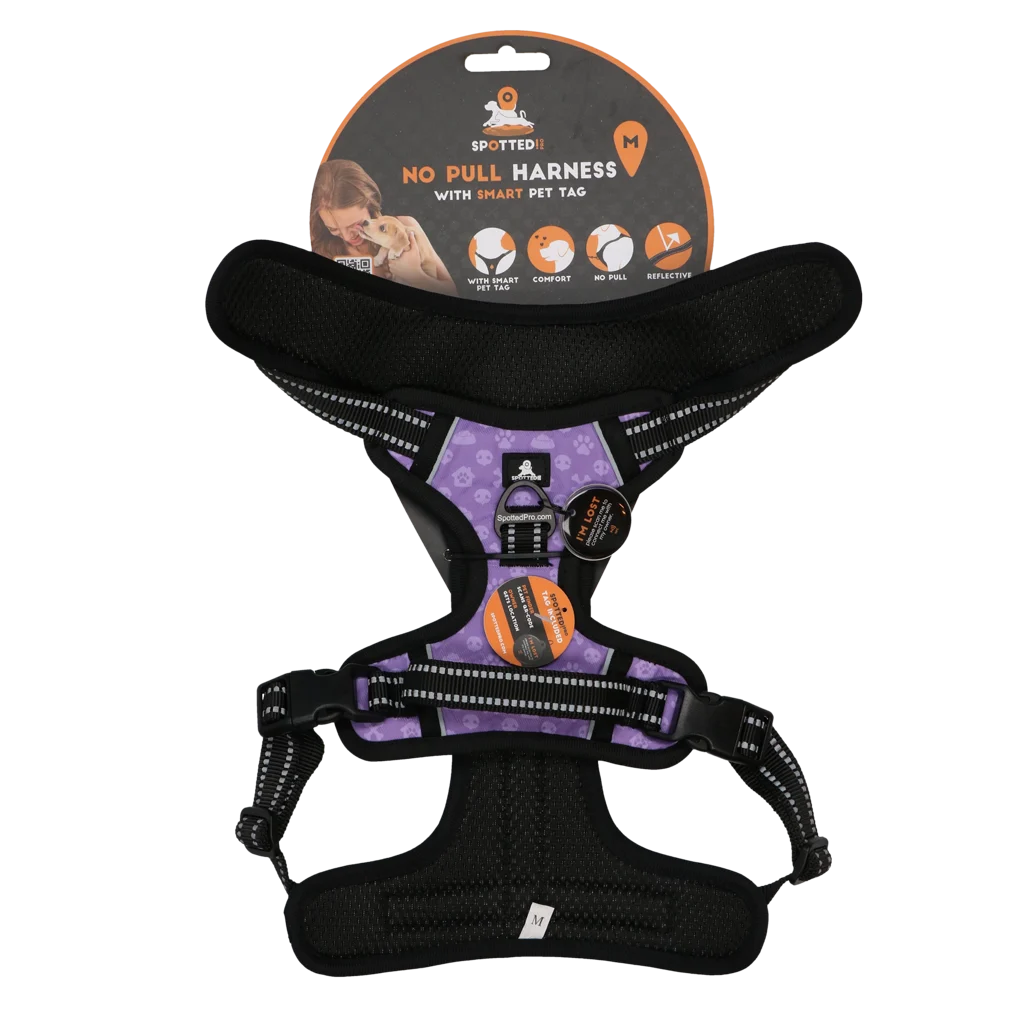 SPOT0018C.png Harnais anti traction avec poignée pour chien, violet, M – Spotted! Pro No Pull – Image 1