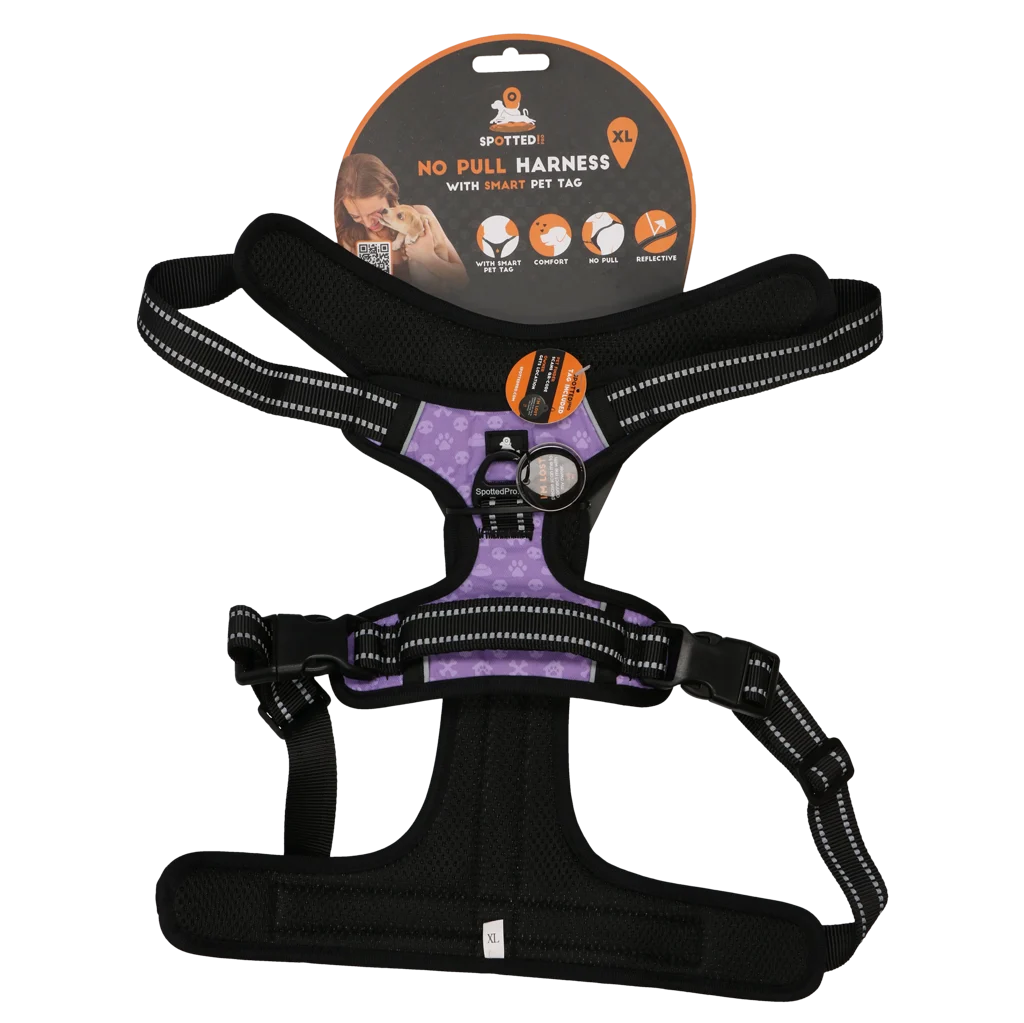 Harnais anti traction pour chien avec poignée, violet XL – Spotted! Pro No Pull – Image 1