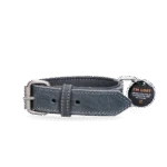 Collier en cuir pour chien avec médaille numérique, 50 cm, gris – Spotted! Pro