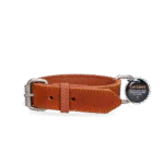 Collier pour chien en cuir avec médaille numérique, 55 cm, cognac – Spotted! Pro