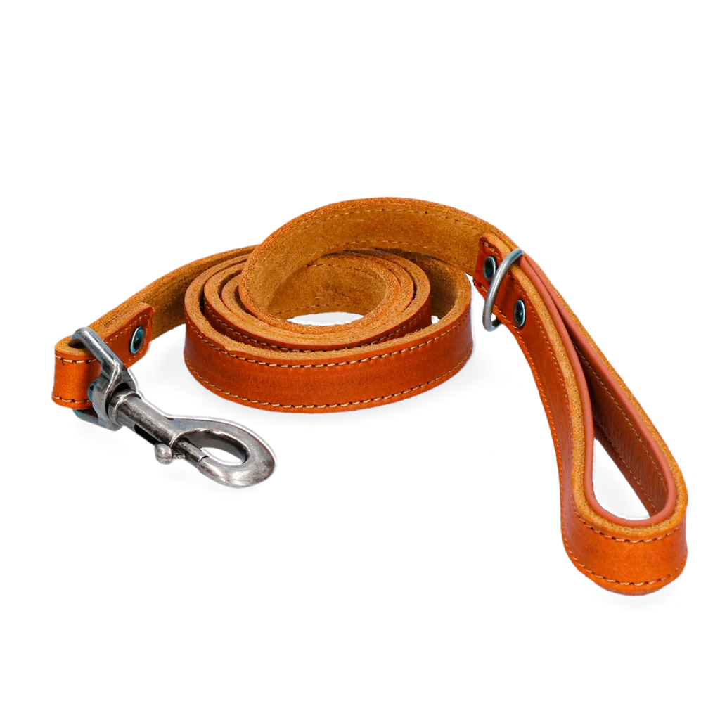 Laisse en cuir pour chien avec poignée rembourrée, cognac, 130 x 1,8 cm – Spotted! Pro – Image 1