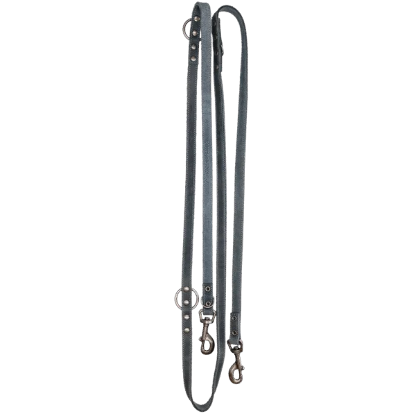 Laisse de dressage en cuir pour chien, grise, 250 cm x 16 mm – Spotted! Pro