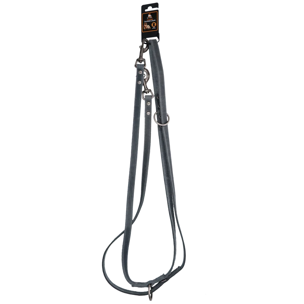 Laisse de dressage en cuir pour chien, grise, 250 cm x 16 mm – Spotted! Pro – Image 2