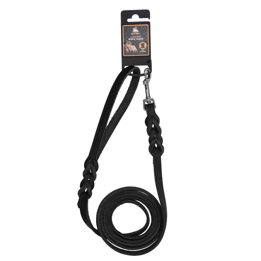 Laisse de présentation en cuir pour chien avec mousqueton, noire, 180 cm x 16 mm – Spotted! Pro – Image 2