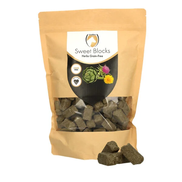 Friandises pour chevaux aux herbes, sans céréales, 1 kg – Excellent Horse Sweet Blocks Grain-Free