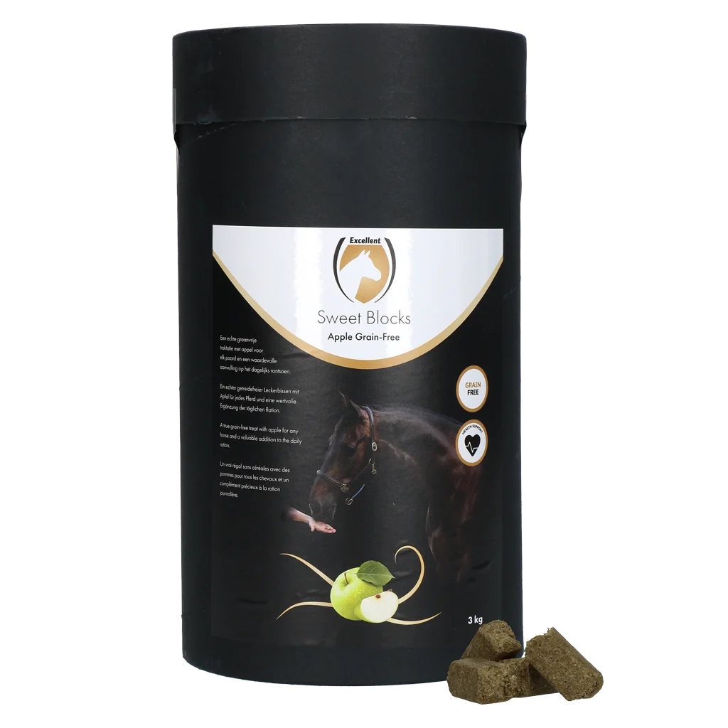 Friandises pour chevaux à la pomme, sans céréales, 3 kg – Excellent Horse Sweet Blocks Grain-Free – Image 1