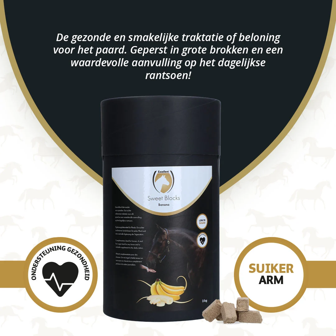 Friandises pour chevaux à la banane, pauvres en sucre, 3 kg – Excellent Horse Sweet Blocks – Image 3