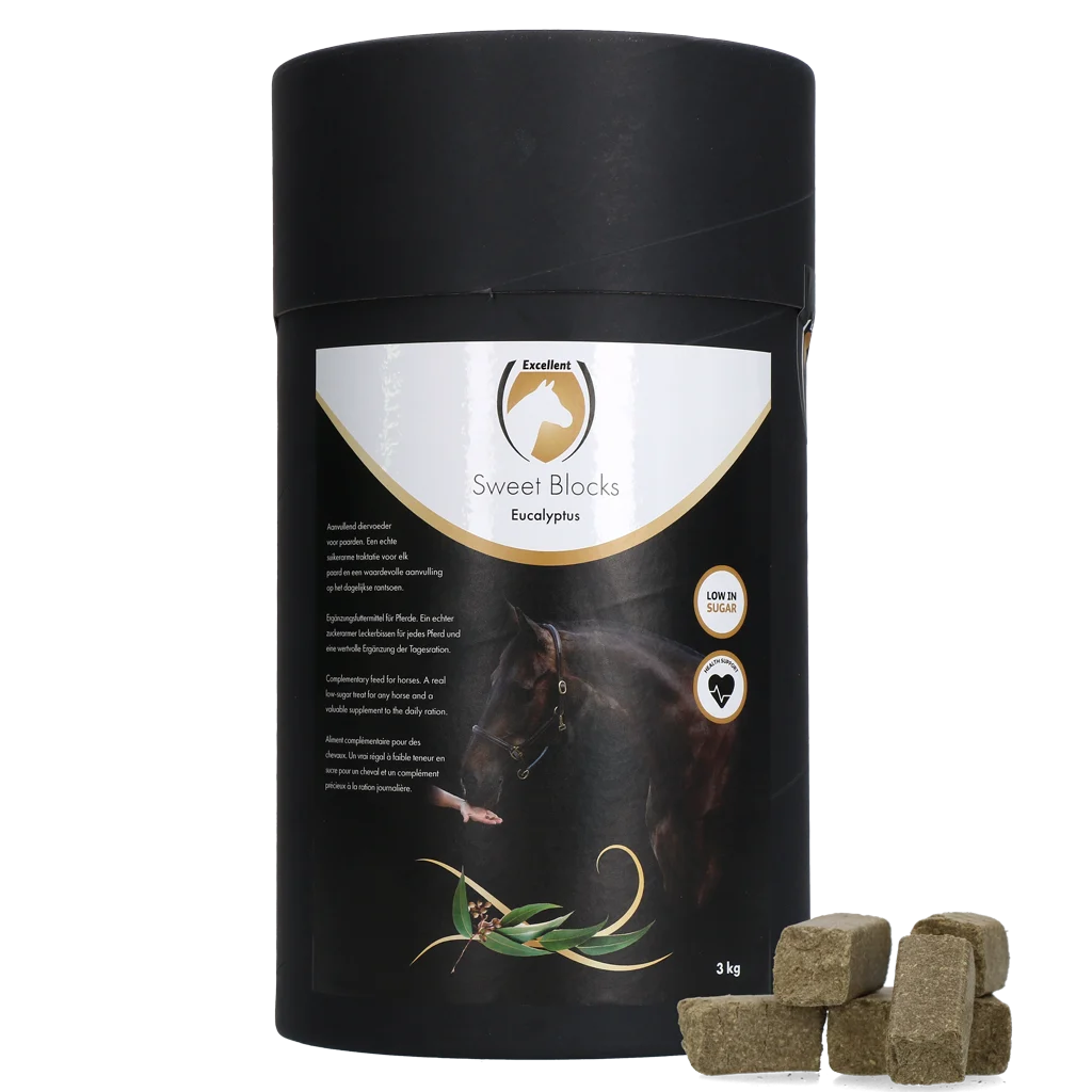 SWEE004.png Friandises pour chevaux à l’eucalyptus, à faible teneur en sucre, 3 kg – Excellent Horse Sweet Blocks – Image 1