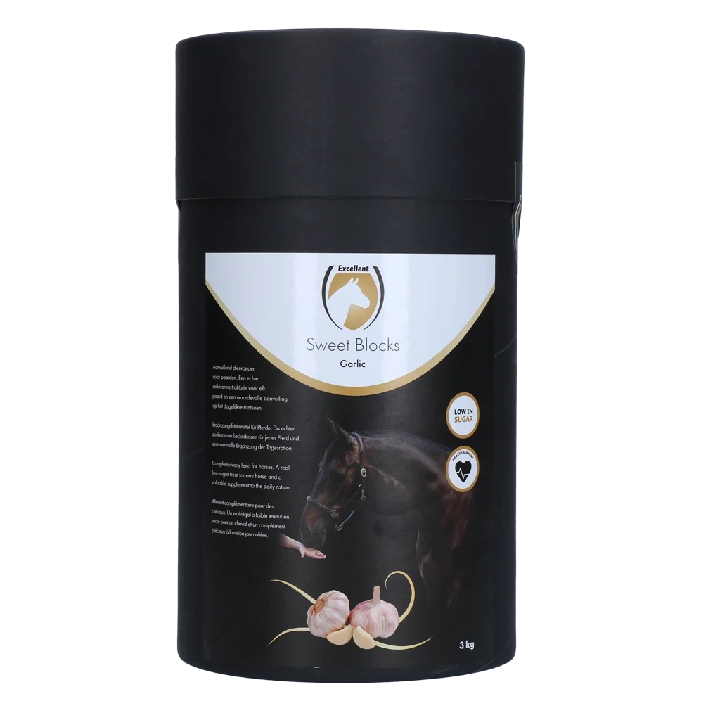 SWEE006.png Friandises pour chevaux à l’ail, pauvres en sucre, 3 kg – Excellent Horse Sweet Blocks – Image 1