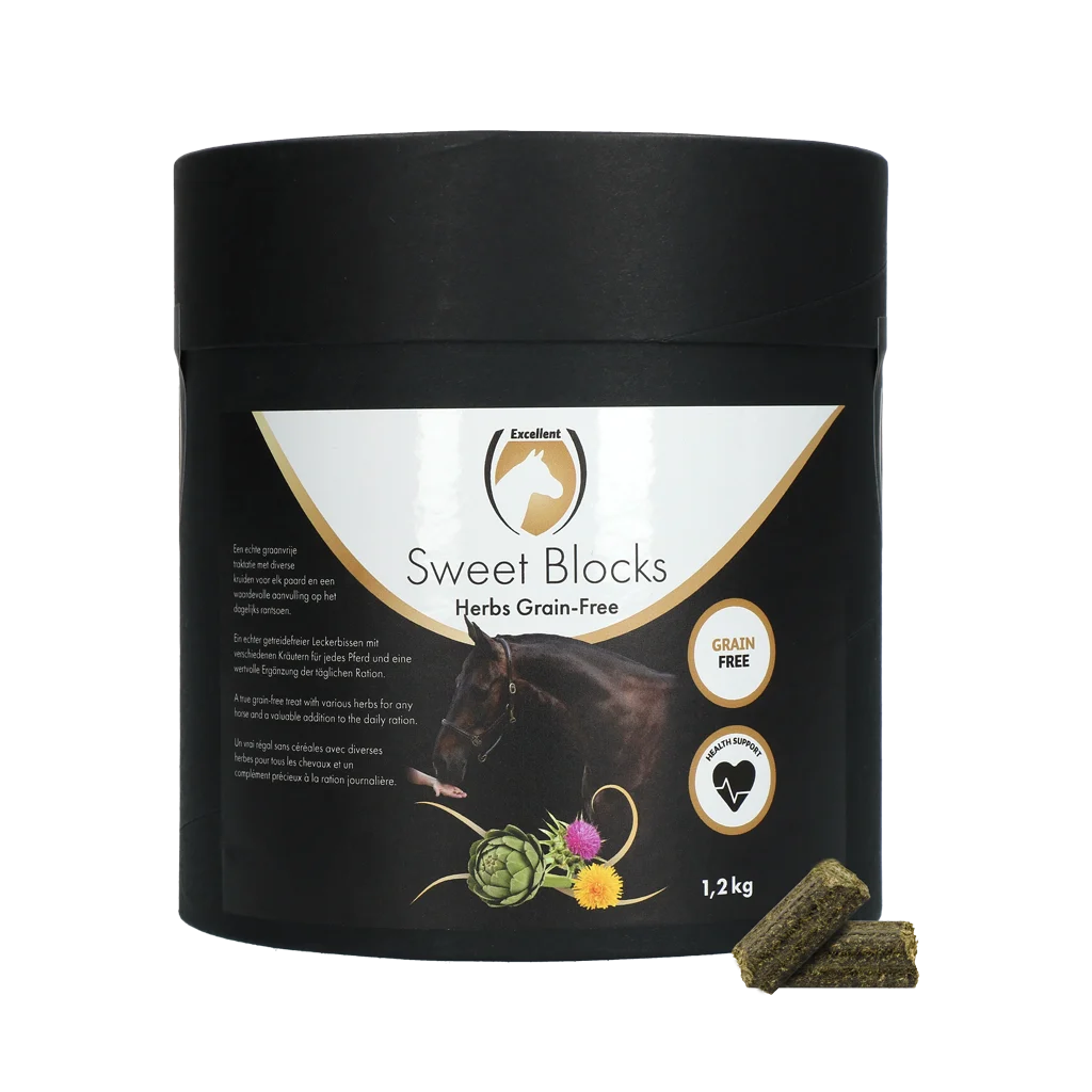Friandises pour chevaux aux herbes, sans céréales, 1,2 kg – Excellent Horse Sweet Blocks Grain-Free – Image 1