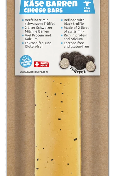 Barre de fromage pour chiens à la truffe noire, taille L – SwissCowers Cheese Bars Truffle L